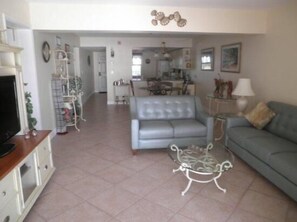 Luxury Townhome, 2 Bedrooms, Non Smoking, Beach View | Living room | DVD player - Eden House 604 Wkly (Fort Myers Beach)