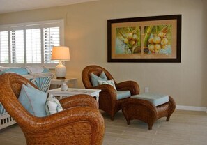 Luxury Apartment, 3 Bedrooms, Non Smoking, Beach View | Living area | DVD player - Pelican Point 2B MO (Bonita Springs)
