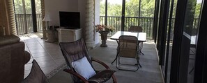 Luxury Apartment, 2 Bedrooms, Non Smoking, Beach View | Living area | DVD player