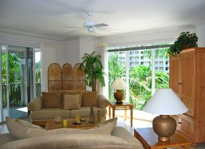 Luxury Apartment, 3 Bedrooms, Non Smoking, Beach View | Living room | DVD player - Waterside 326 MO (Fort Myers Beach)