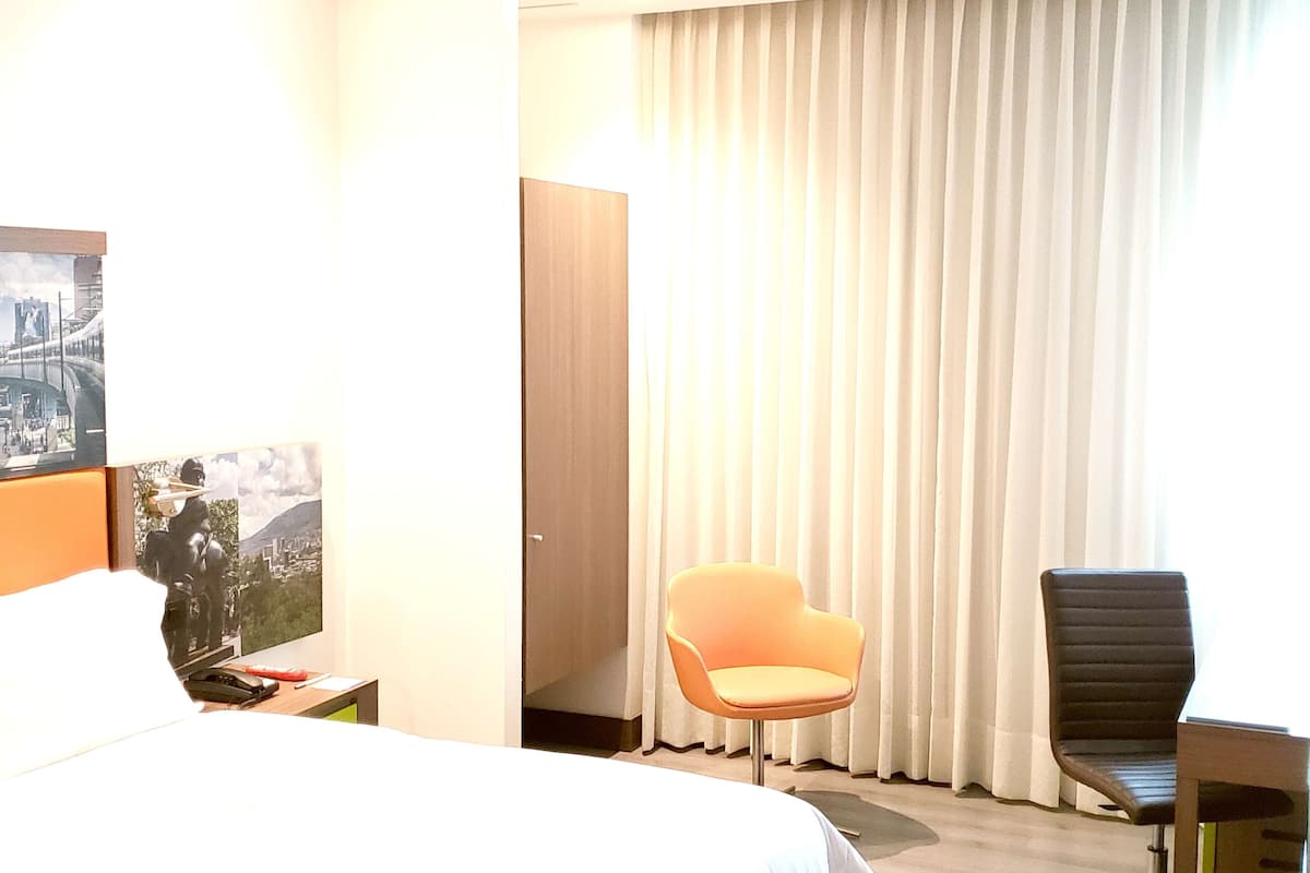 room, 1 queen bed, accessible with rolling shower | desk, soundproofing, iron/ironing board, cots/infant beds