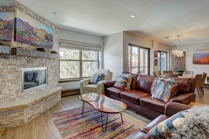 Premier Condo, 4 Bedrooms | Living area | Flat-screen TV - River Mountain Lodge, A Vail Resorts Property (Breckenridge)