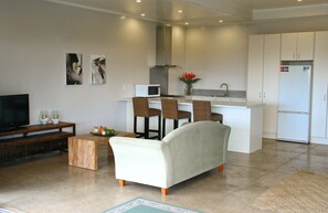 Estudio Deluxe | Sala de estar | Una televisión de pantalla plana