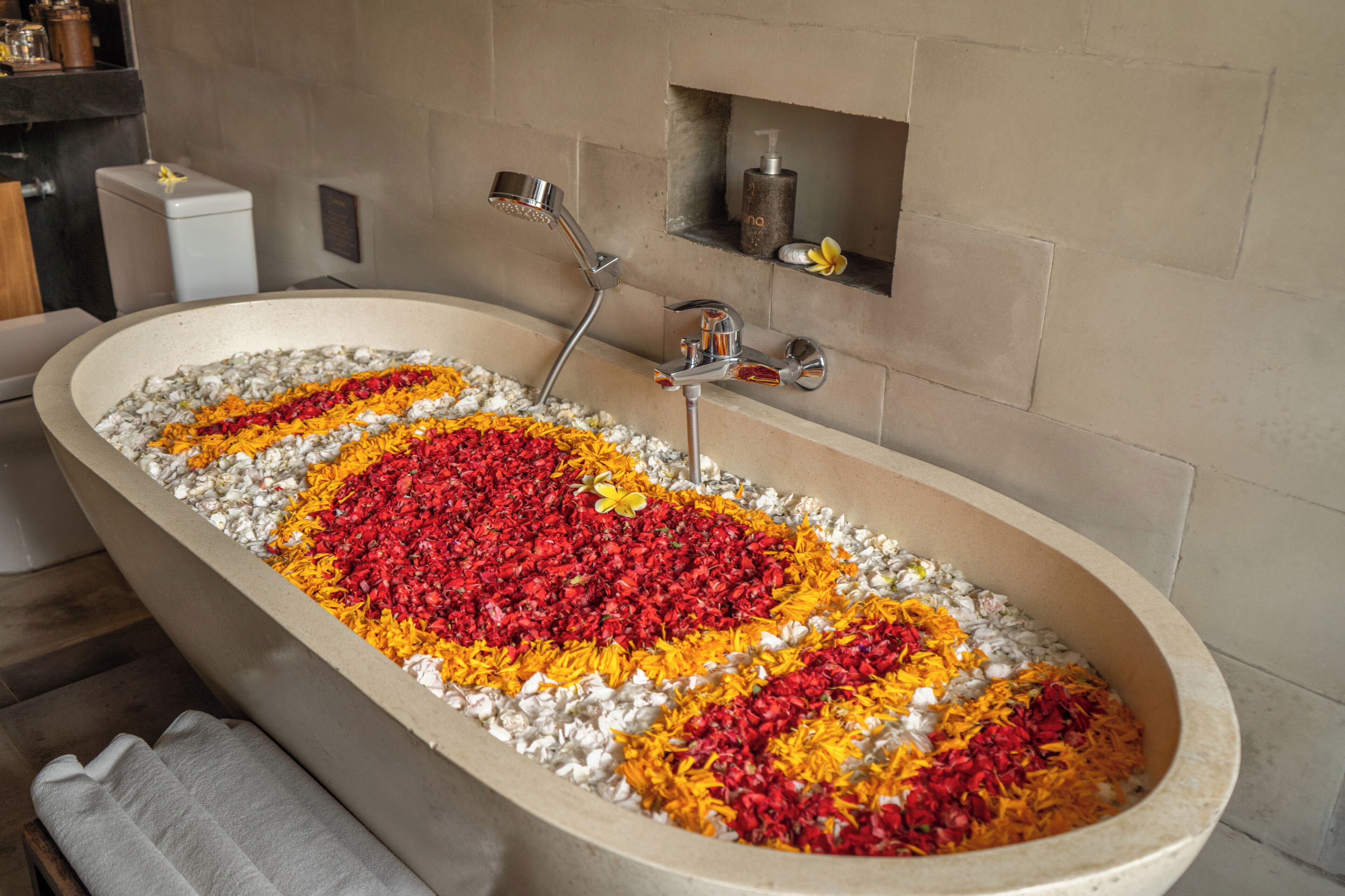 free toiletries, hair dryer, bathrobes, slippers