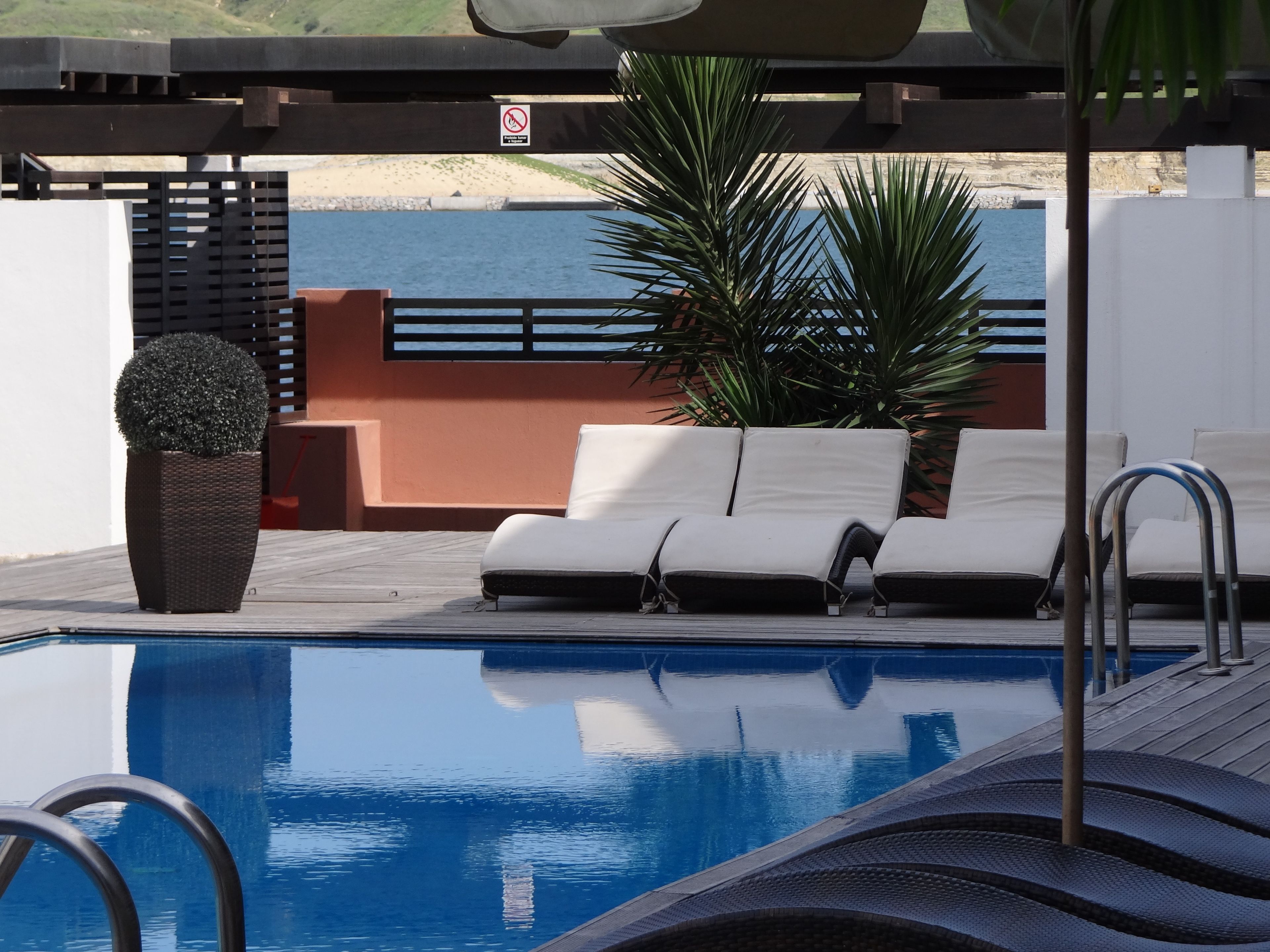 Outdoor pool, pool loungers