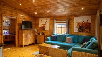 Cabin, 2 Bedrooms (Beech Lodge Log Cabin) | Living area | Flat-screen TV