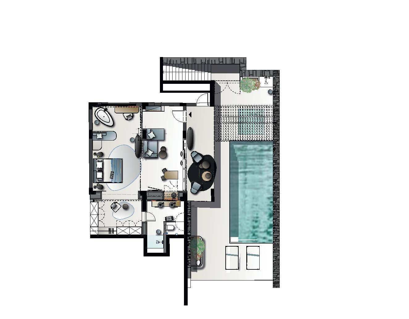 paradise villa with private pool and spa bath | floor plan