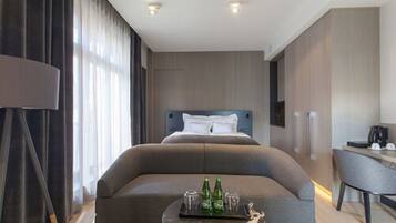 In-room safe, desk, laptop workspace, iron/ironing board