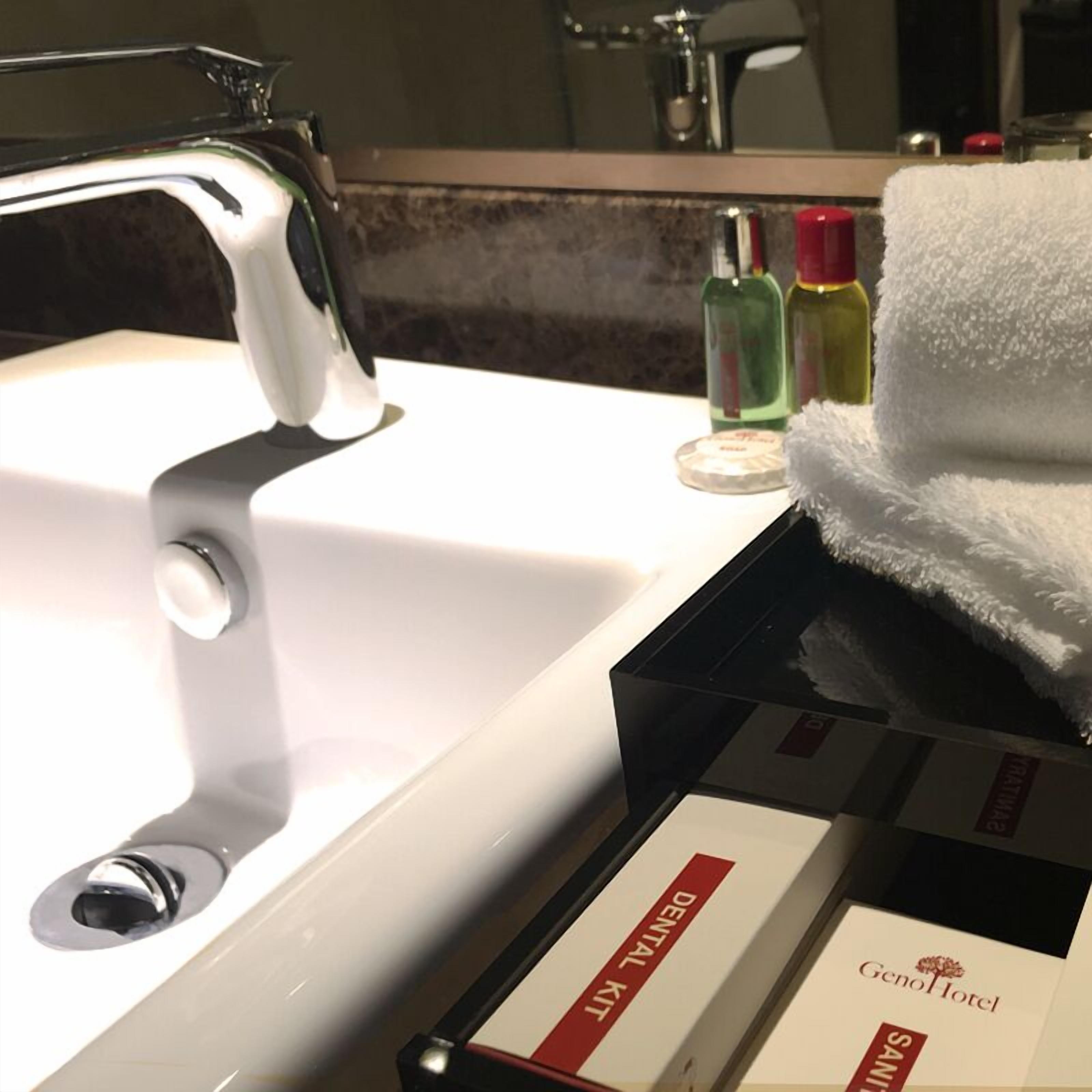 free toiletries, hair dryer, bidet, towels