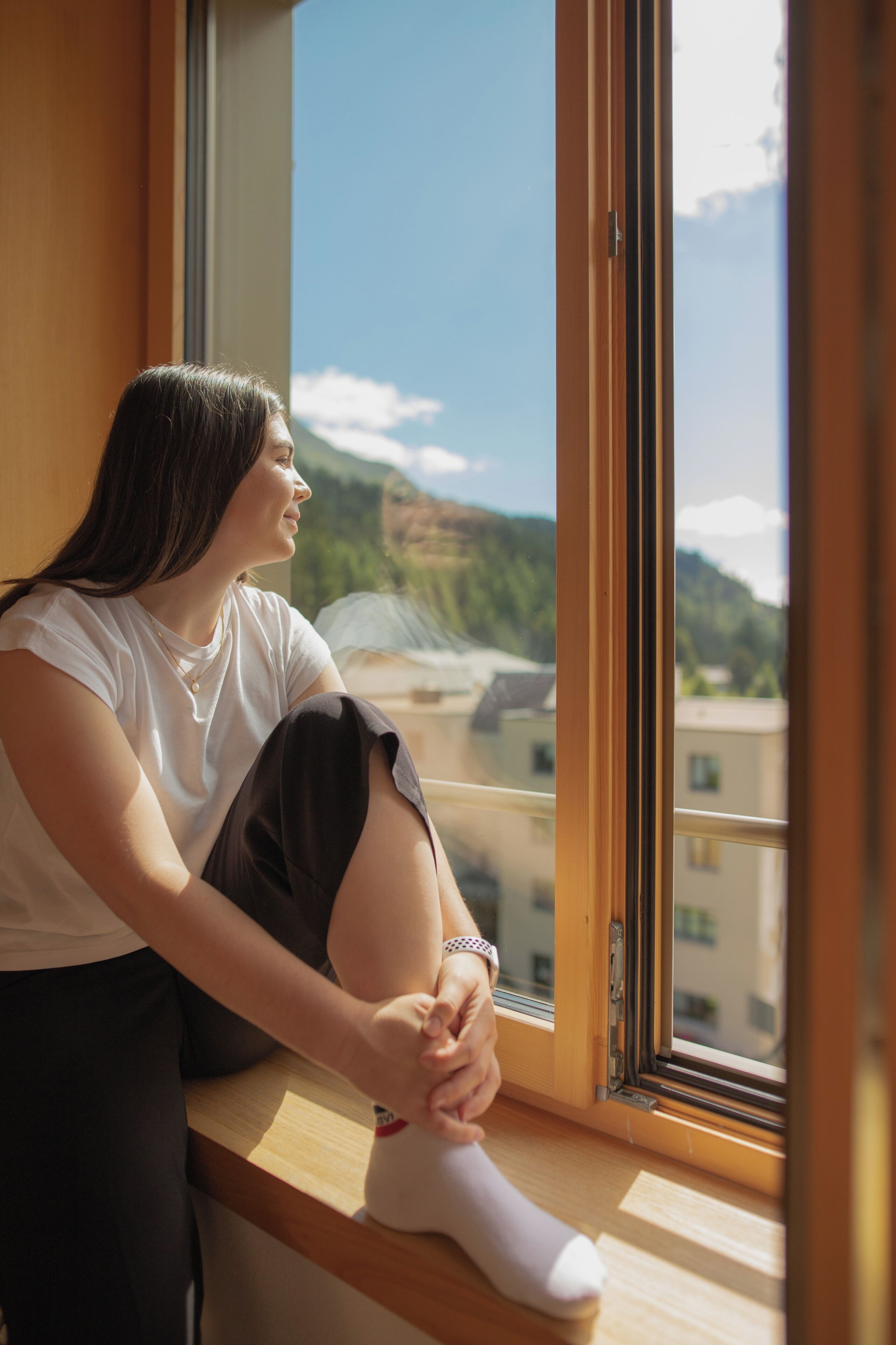 Enkeltrom, delt bad | Utsikt fra rommet