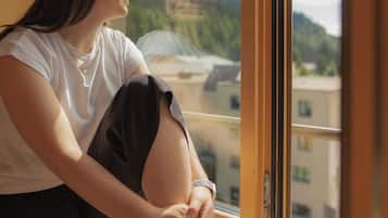 Enkeltrom, delt bad | Utsikt fra rommet