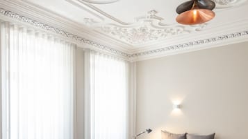 Premium bedding, down duvets, individually decorated