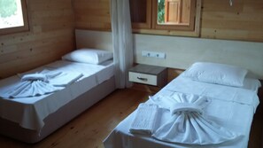 Ducha, secador de pelo, pantuflas, toallas