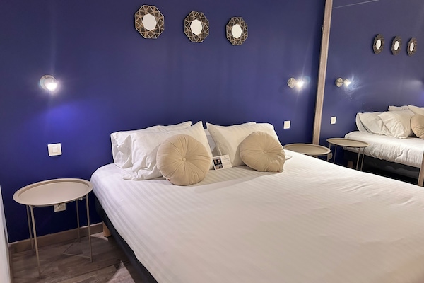 Premium bedding, desk, soundproofing, iron/ironing board