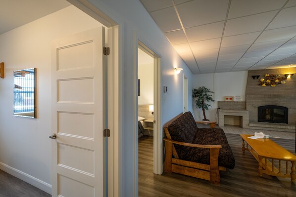 Condo, 3 Bedrooms | Living area | Flat-screen TV - Motel et Condo Chez Charley (Ste Anne de Beaupre)