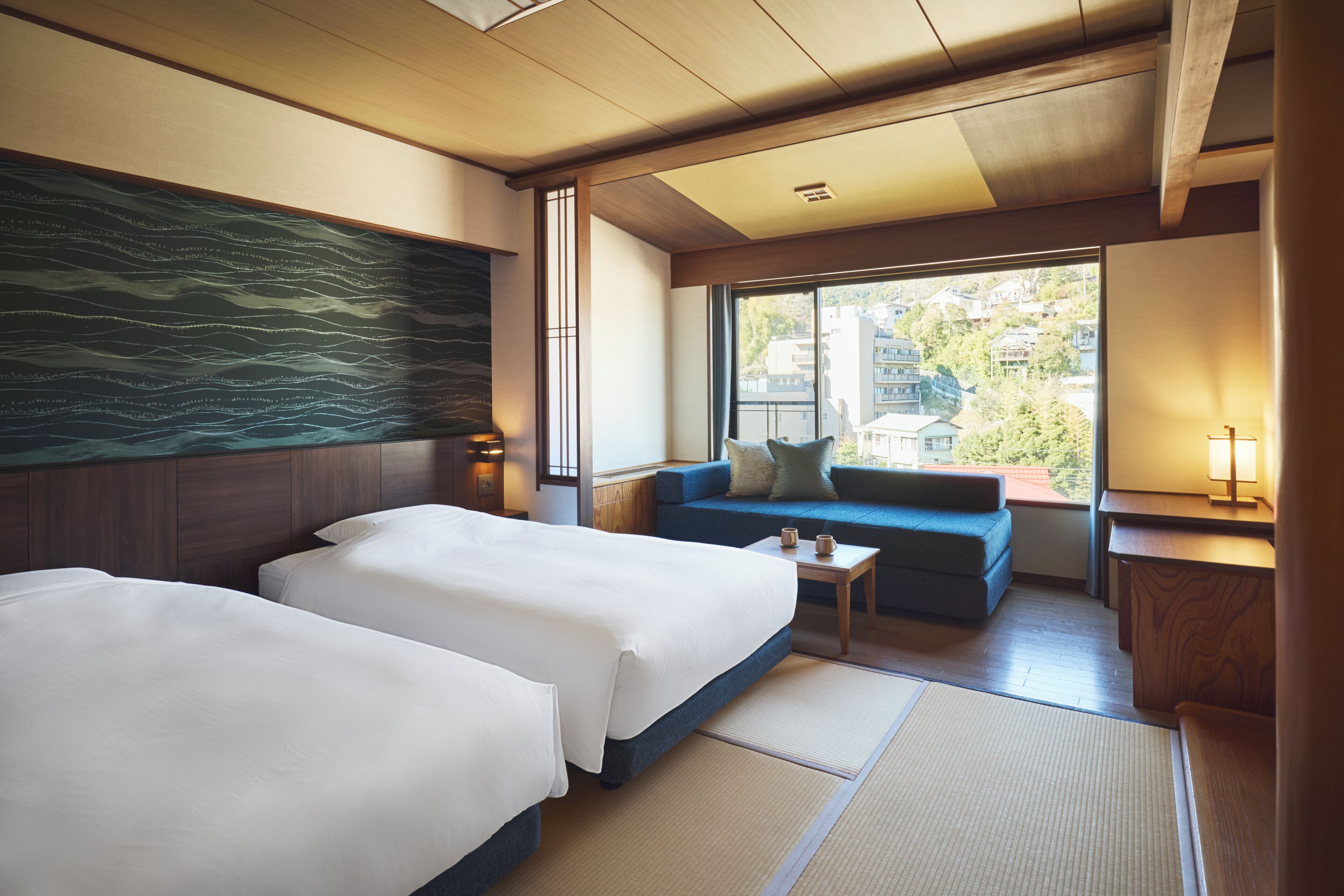 Standard Japanese-style room with bed | View from room