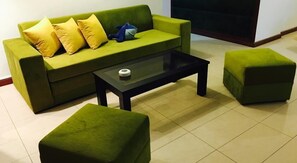 Luxury Apartment, 3 Bedrooms, City View | Living room | LCD TV, DVD player