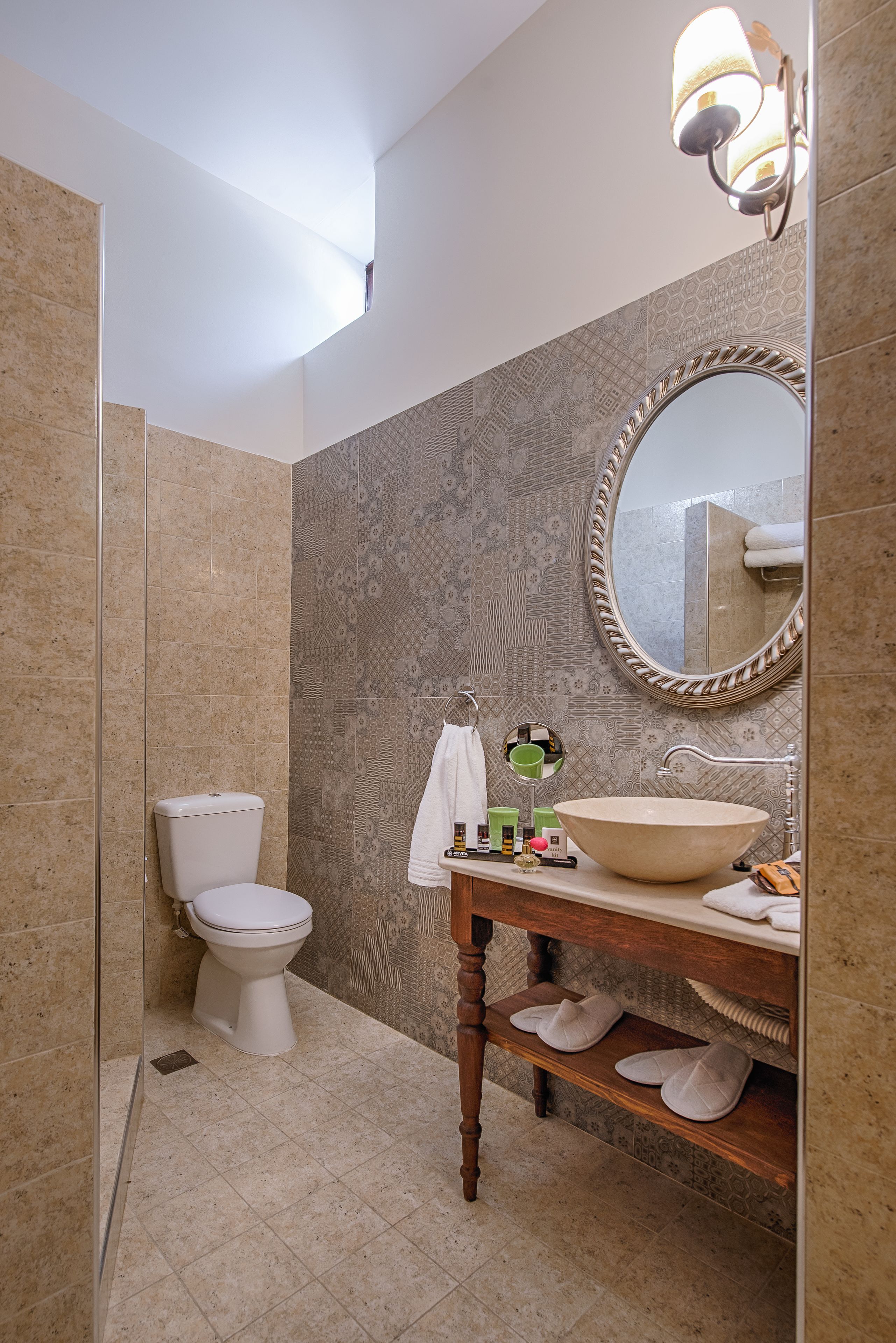 shower, designer toiletries, hair dryer, bathrobes