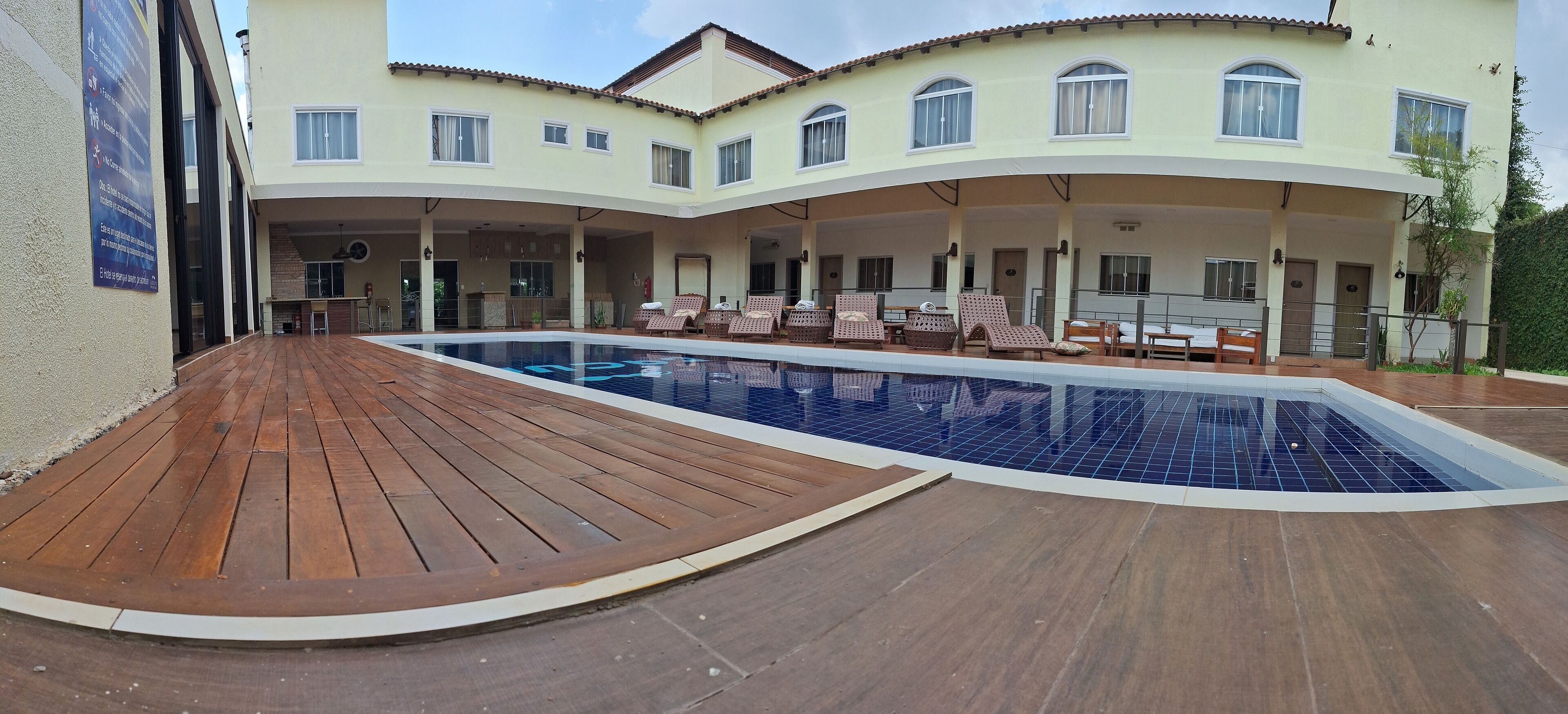 outdoor pool, pool umbrellas, pool loungers