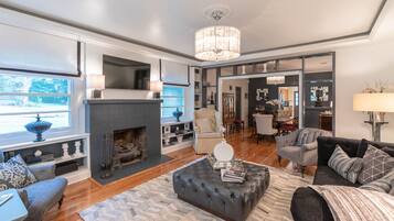 Cottage | Living area | 50-inch flat-screen TV with cable channels, TV