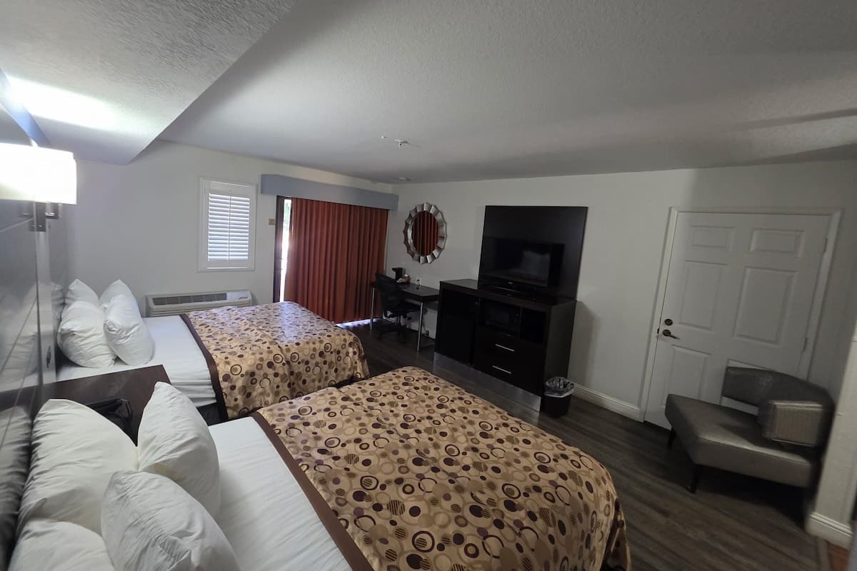 Desk, blackout drapes, iron/ironing board, free WiFi