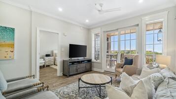 Condo, 3 Bedrooms (E302) | Living area | 45-inch TV with cable channels