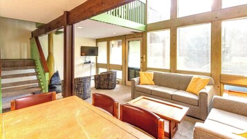 Televisión 50 pulgadas con canales de televisión por cable, chimenea