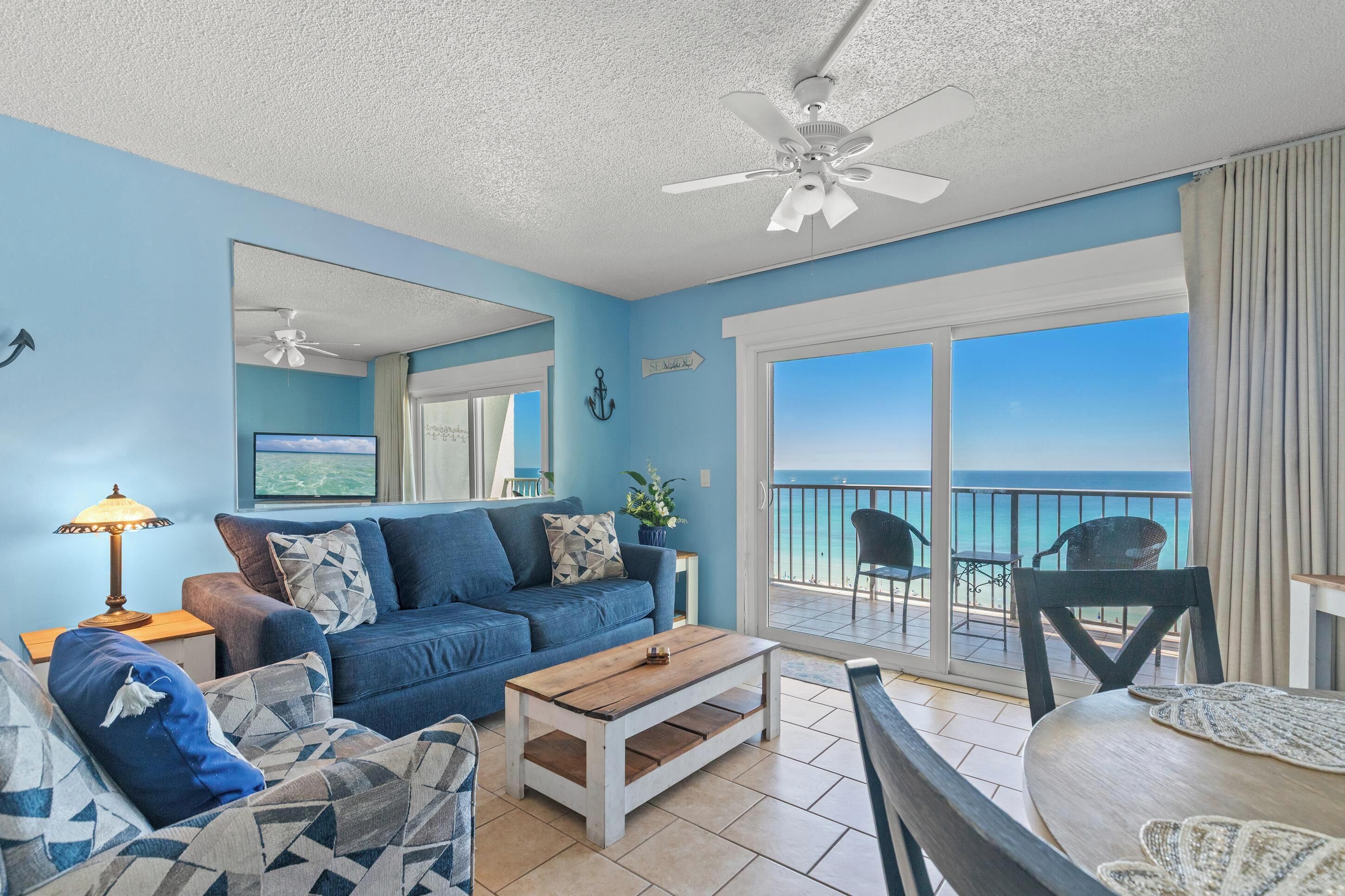Condo, 1 Bedroom, Beach View, Oceanfront | Living area | 52-inch flat-screen TV with digital channels, TV