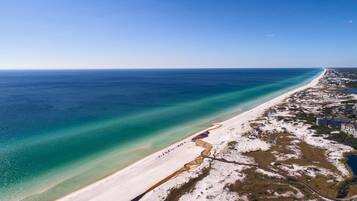 Beach nearby, white sand, free beach shuttle, sun-loungers
