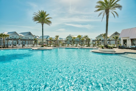 2 outdoor pools, pool umbrellas, pool loungers