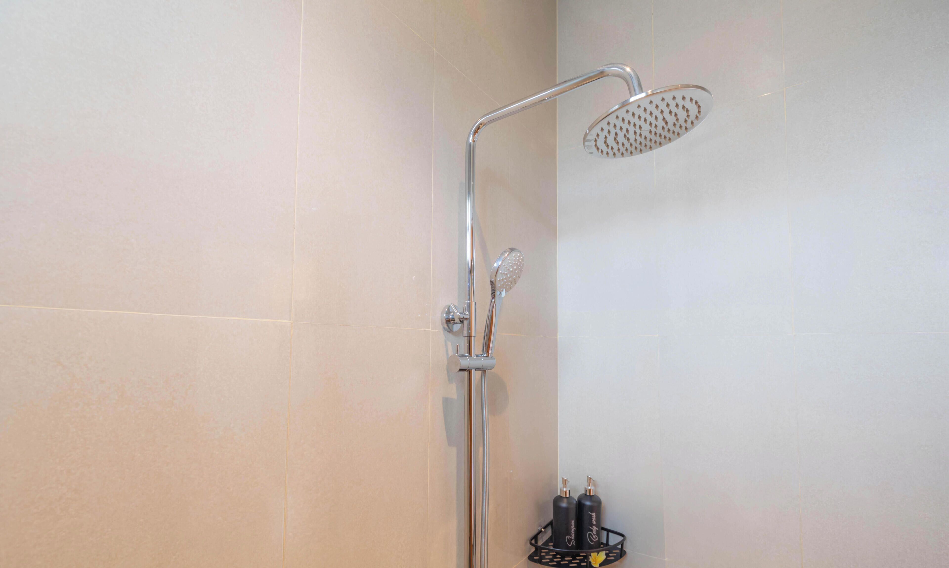 Shower, free toiletries, towels