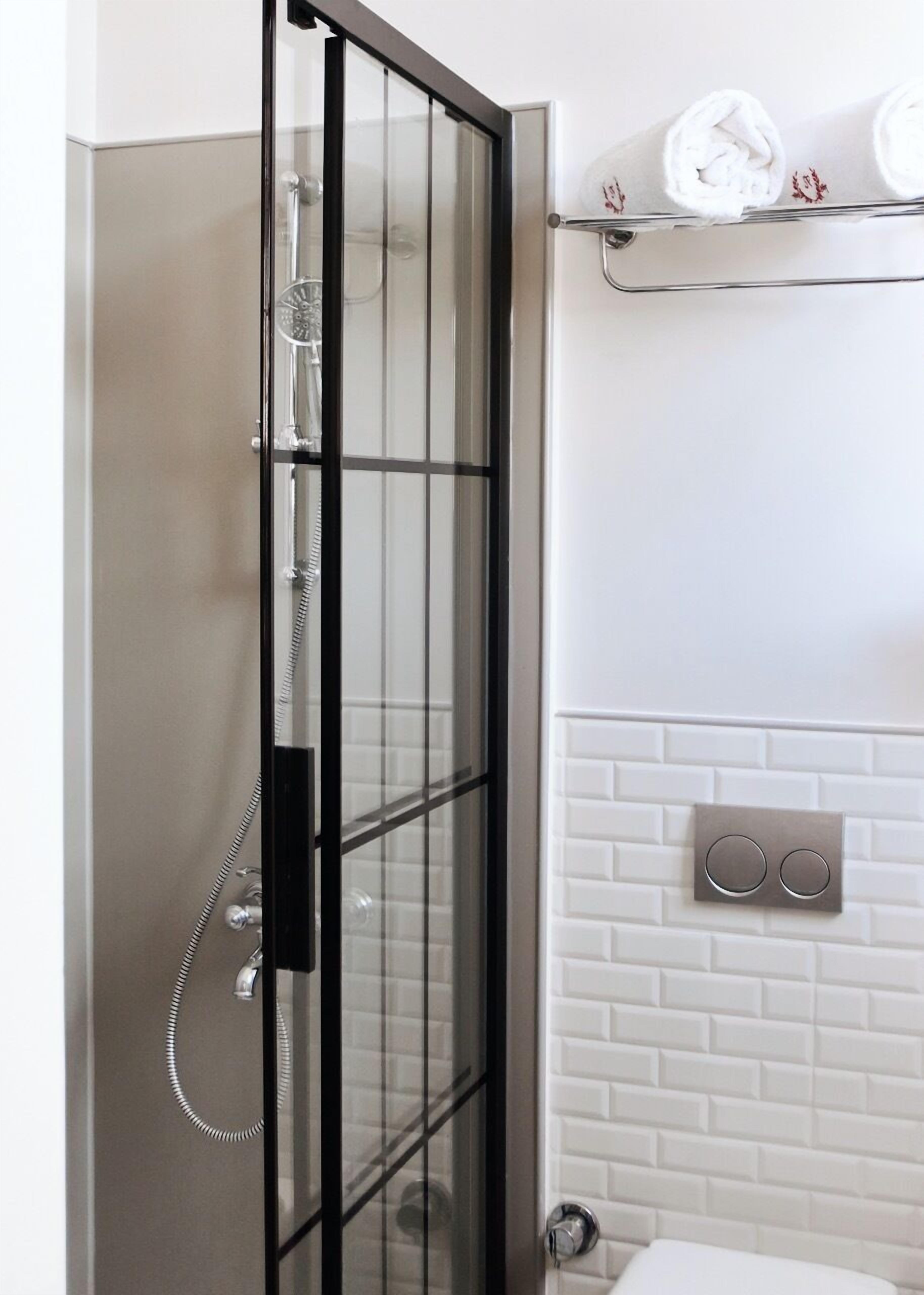 standard room | bathroom | shower, rainfall showerhead, eco-friendly toiletries, hair dryer