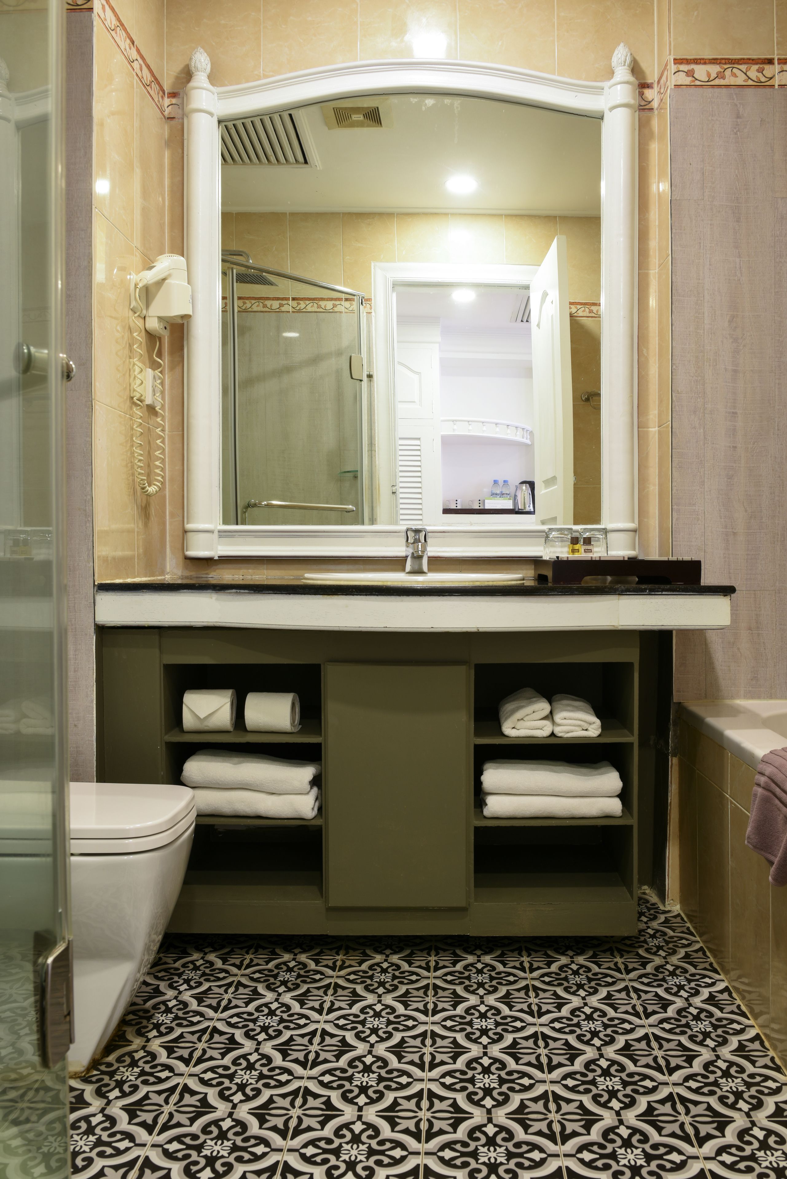 free toiletries, hair dryer, bathrobes, slippers