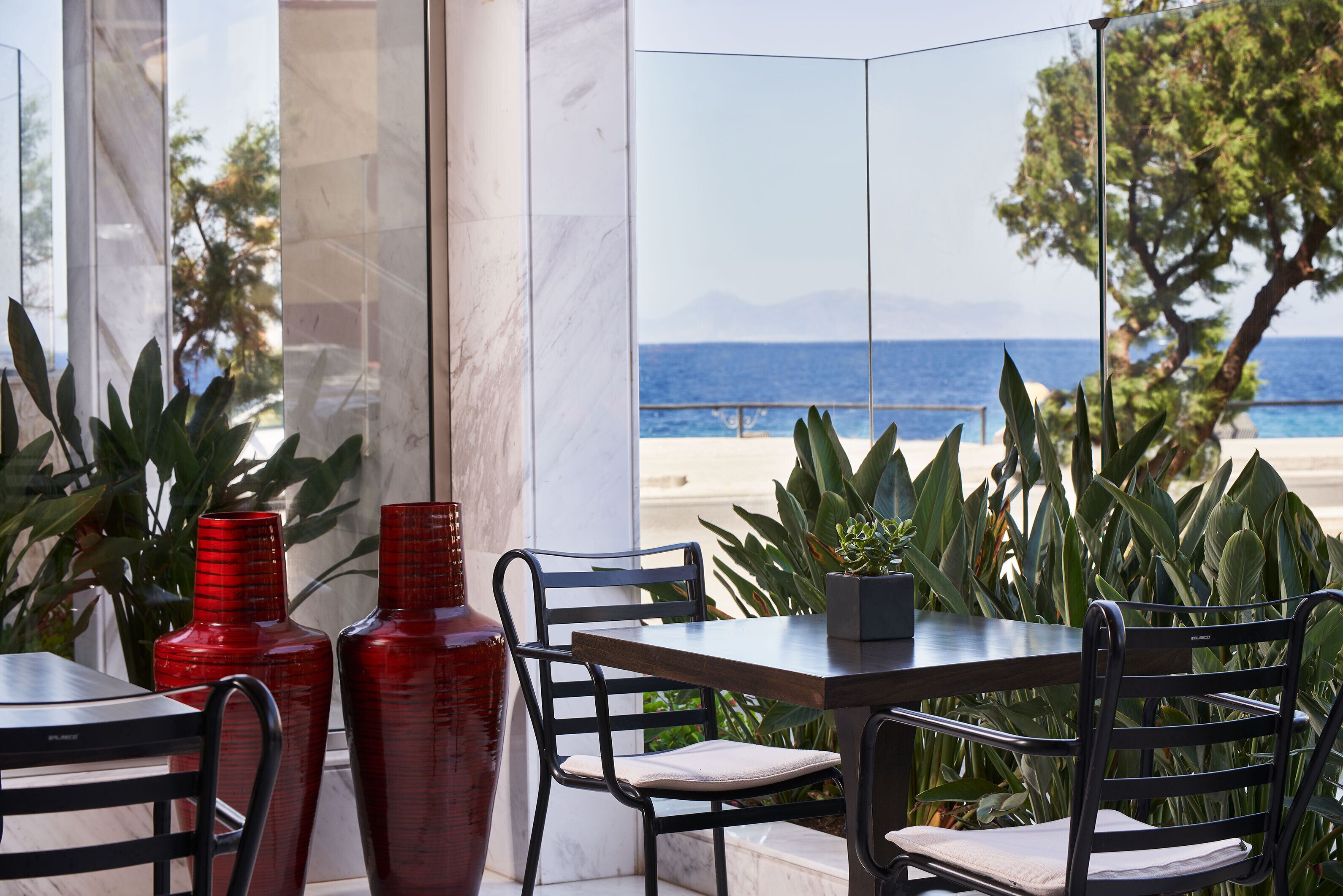 dinner served, sea views