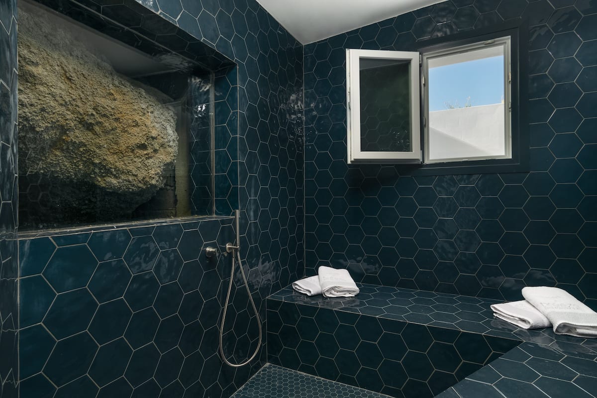 hammam villa with plunge pool | bathroom | combined shower/bathtub, designer toiletries, hair dryer, bathrobes