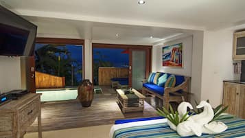 Villa, 1 Bedroom | Living area | Flat-screen TV, DVD player