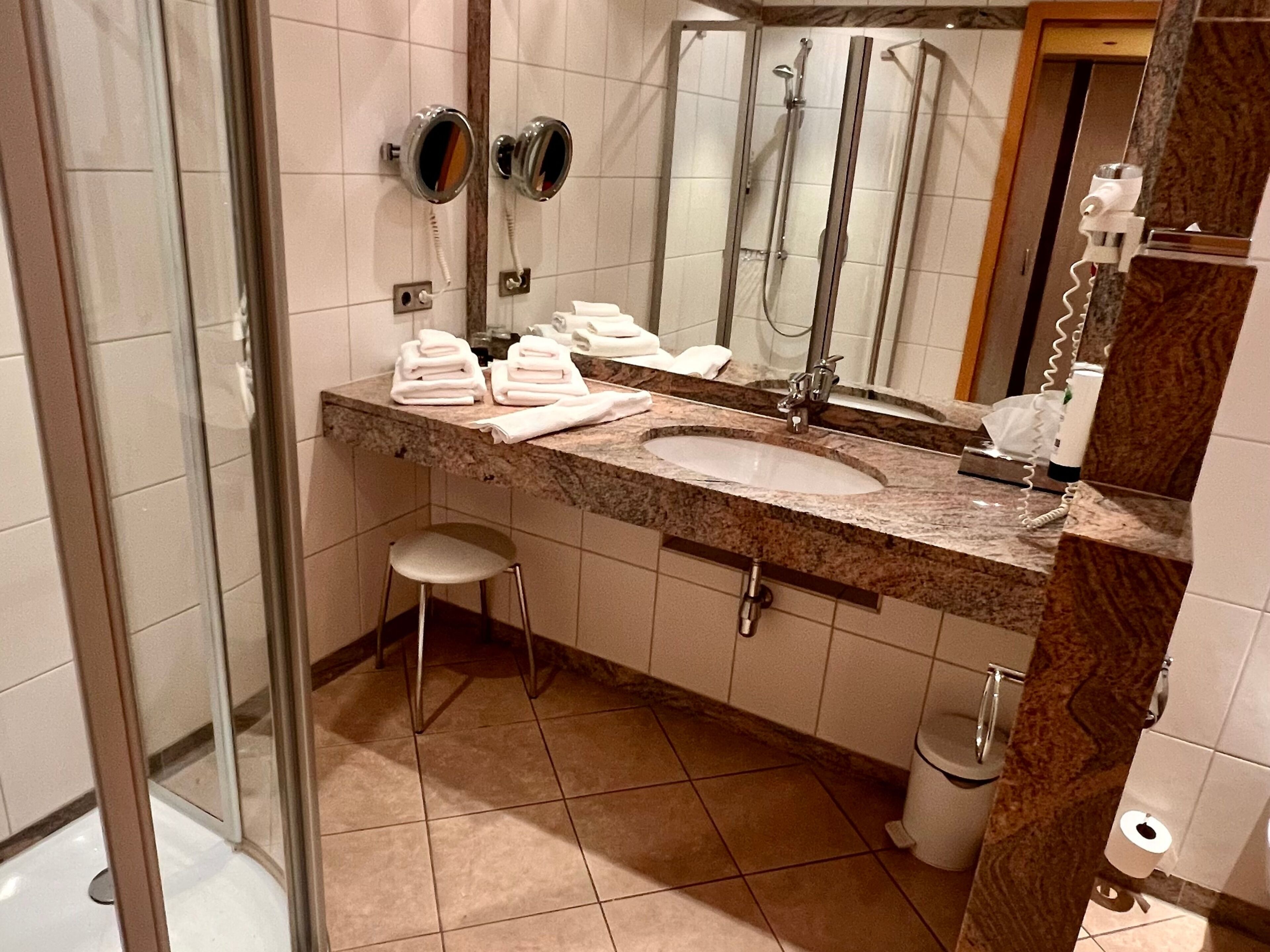 free toiletries, hair dryer, bathrobes, slippers