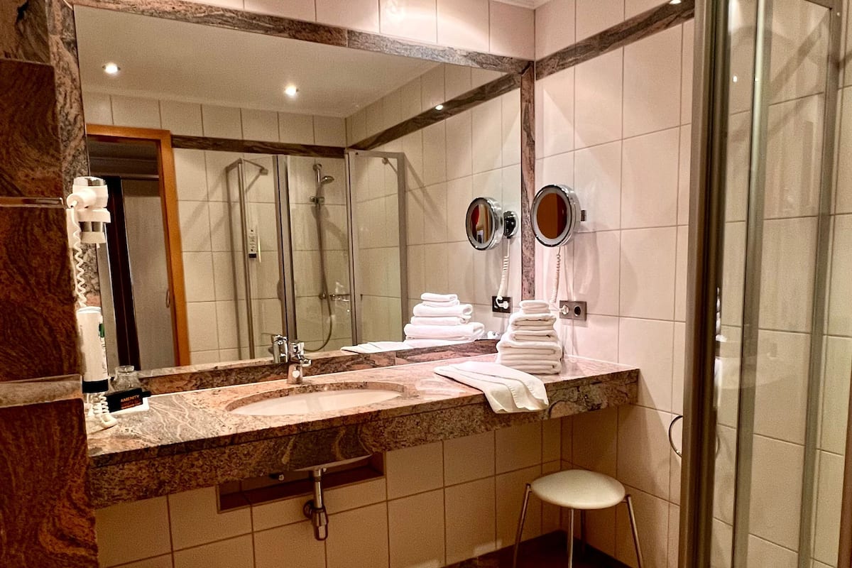 free toiletries, hair dryer, bathrobes, slippers