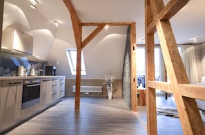 Superior Apartment with Sauna - 12 | Private kitchen | Full-sized fridge, oven, stovetop, dishwasher