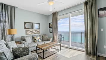 Condo, 3 Bedrooms, Sea View (1401) | Living area | TV, DVD player