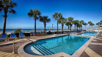 Outdoor pool, sun loungers
