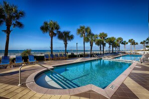 Outdoor pool, pool loungers - Sterling Reef Resort by Panhandle Getaways (Panama City Beach)