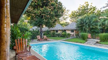 Outdoor pool, sun loungers