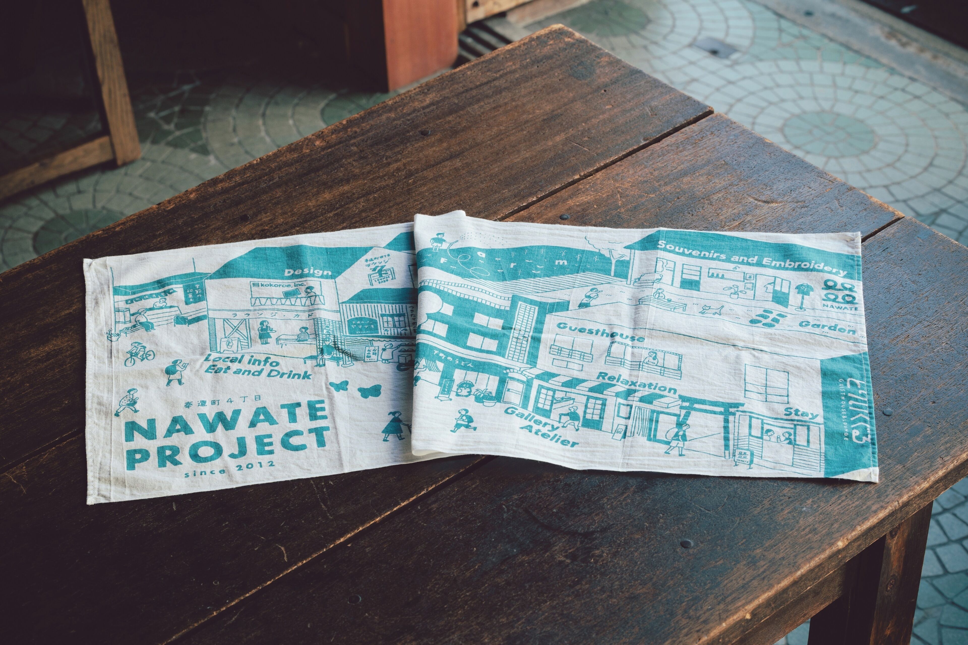 A brochure titled 'Nawate Project' on a wooden table.
