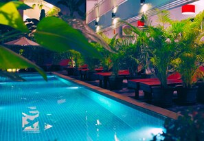 2 outdoor pools, open 9:00 AM to 10:00 PM, pool umbrellas, sun loungers - Ladear Privilege Rooms (Siem Reap)