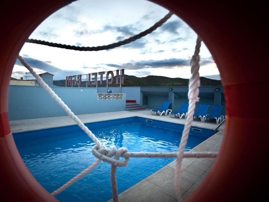 Seasonal outdoor pool, open 10:00 AM to 9:00 PM, sun loungers