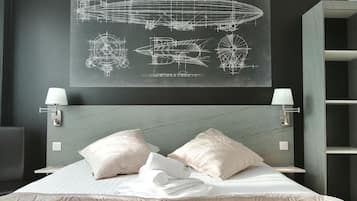 Premium bedding, desk, soundproofing, iron/ironing board