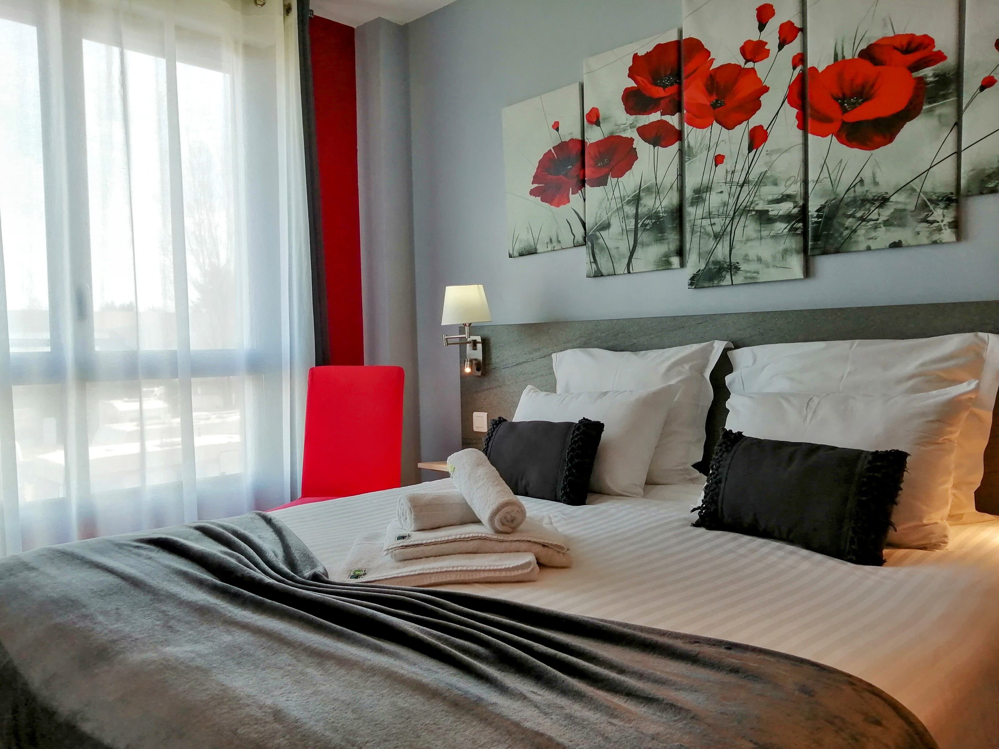 family room | premium bedding, desk, soundproofing, iron/ironing board