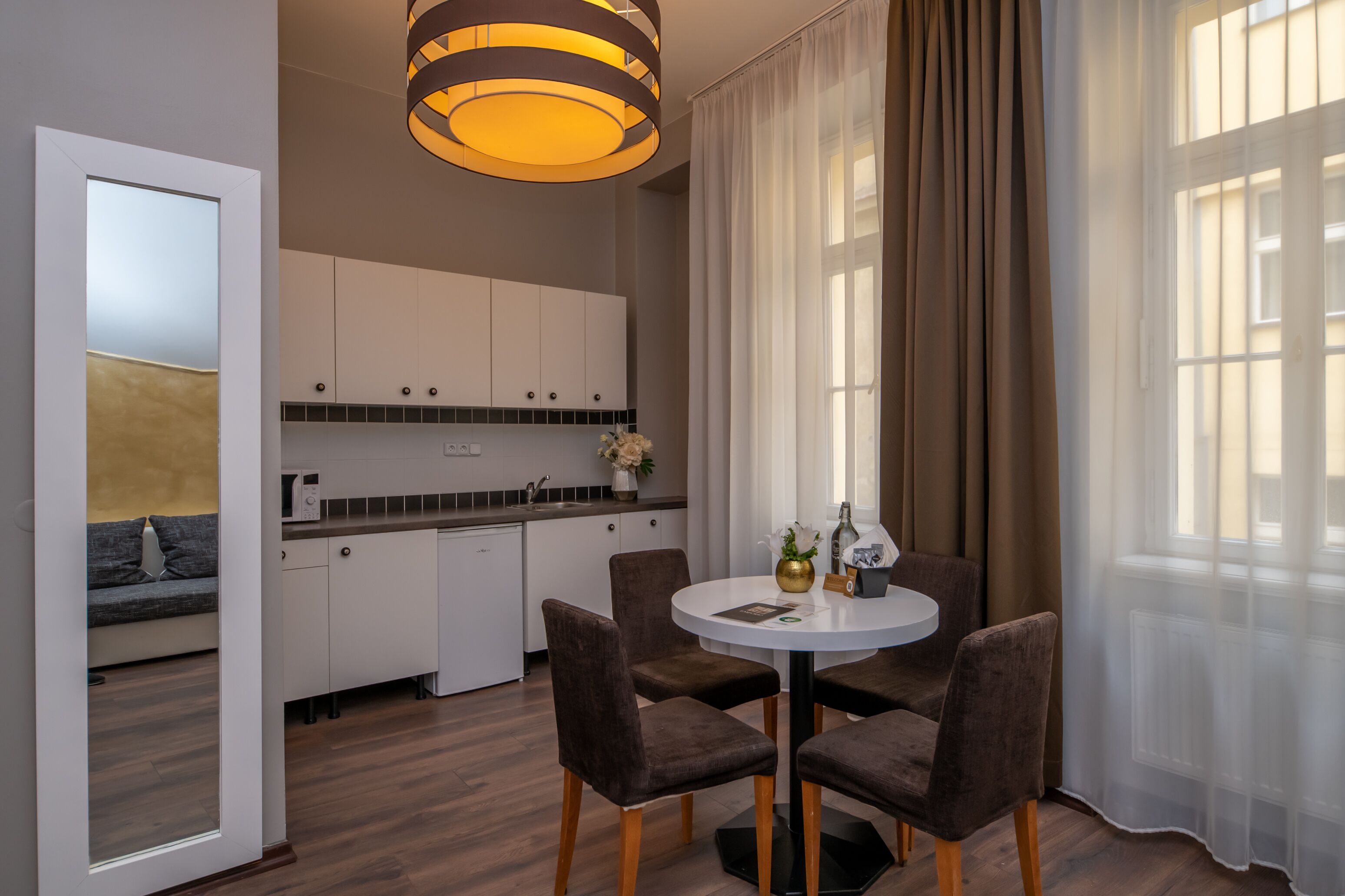 executive apartment (one bedroom) | private kitchen | fridge, coffee/tea maker, electric kettle, high chair