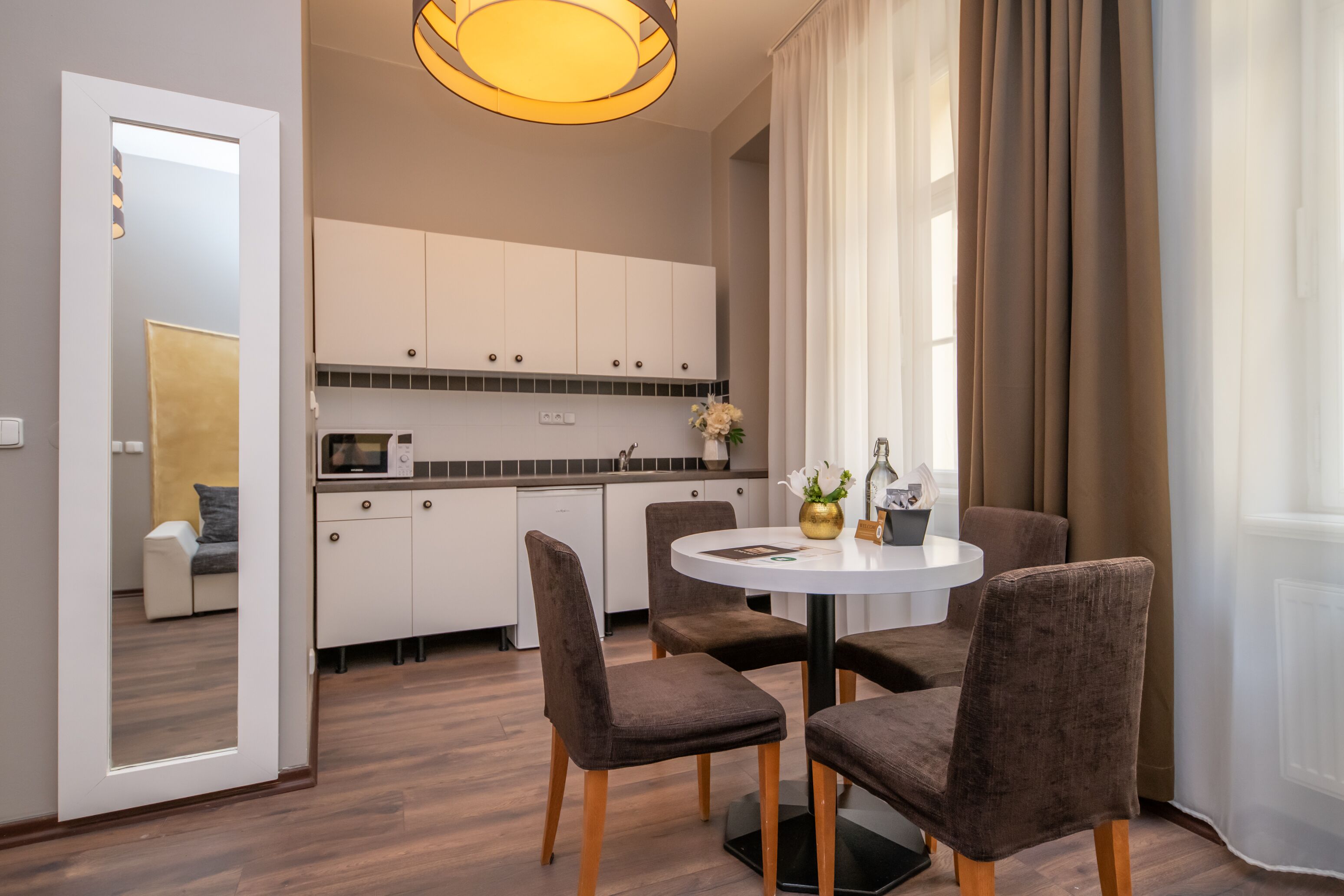 executive apartment (one bedroom) | private kitchen | fridge, coffee/tea maker, electric kettle, high chair